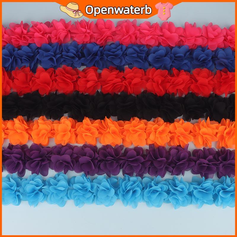 [KAN] 1 หลา 24 ดอกไม้ชีฟองลูกไม้ Patch ผ้า Webbing ตกแต่งดอกไม้ของขวัญริบบิ้น DIY เจ้าสาวรองเท้างานแต่งงานเสื้อผ้าหัตถกรรม FXH