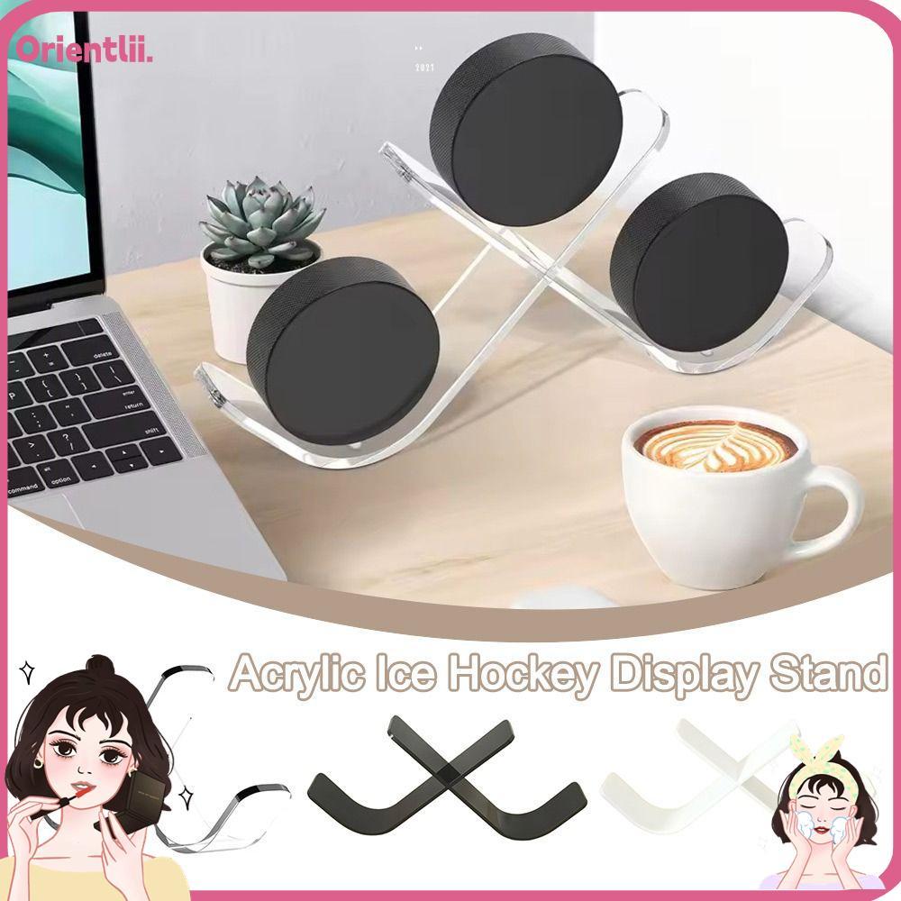 ORIENTTK Hockey Puck Display, โปร่งใส Triple Ice Hockey Puck ผู้ถือขาตั้ง,กีฬาตกแต่งอะคริลิค Desktop