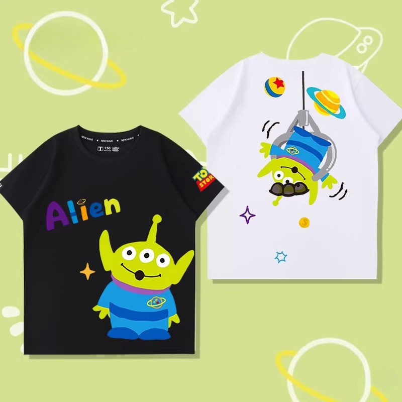 Toy Story Alien-Shirt แขนสั้นสำหรับหนุ่มน้อย ทำจากผ้าฝ้าย สวมใส่ง่ายในฤดูร้อน