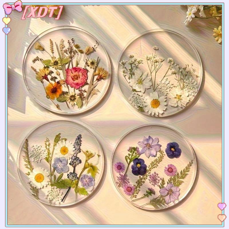 XDT ที่รองแก้วพิมพ์ลายดอกไม้ 2D, ชุด 1/4 ชิ้นสําหรับตกแต่งวันแม่วันเกิดงานแต่งงาน KCP