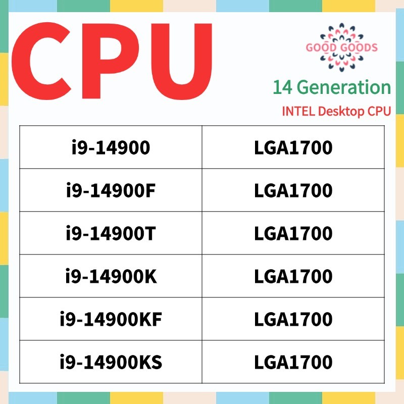 I9-14900 i9-14900F i9-14900T i9-14900K i9-14900KF i9-14900KS 14th generation INTEL Core เดสก์ท็อป CP