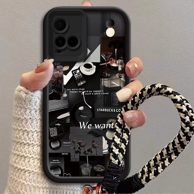 Coffee Life Music สําหรับ VIVO Y33T Y55S 5G Y30I Y67 Y65 V5 V5S Y81 Y81S ซิลิโคนนุ่ม Anti Fall ฝาครอ