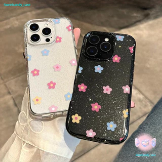 CODที่ไทย เคสสำหรับไอโฟน15 ลายดอกไม้งดงาม เคสมือถือใสนิ่มกลิตเตอร์วาว For IPhone16 15 13 14 11 12Pro Max 6/7/8Plus XR XS