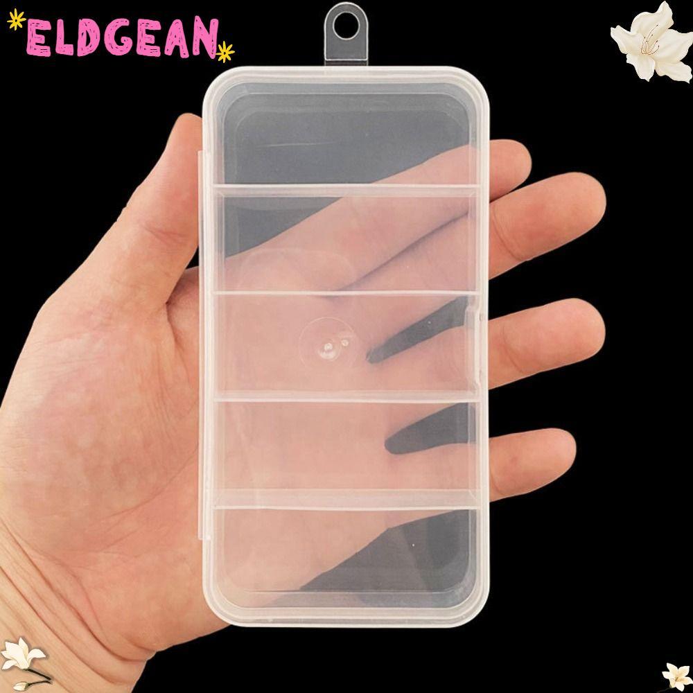 กล่องเก็บเหยื่อตกปลา Eldegan แบบพกพา พลาสติก โปร่งใส แขวนได้ 5 กริด
