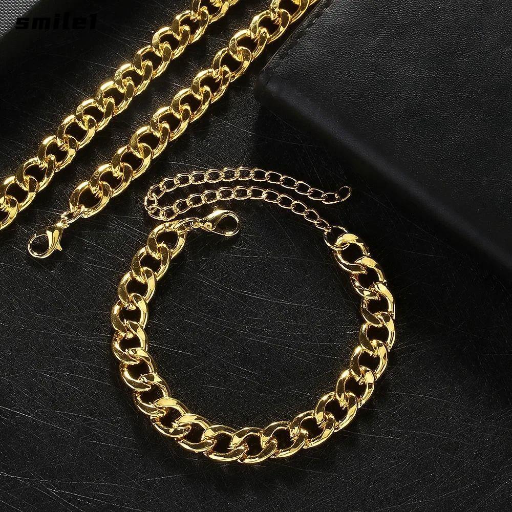 SMILE Cuban Link Anklet Bracelet, Adjsutable Stainless Steel Anklet Bracelet, 2024 Gold/Silver Adjsu