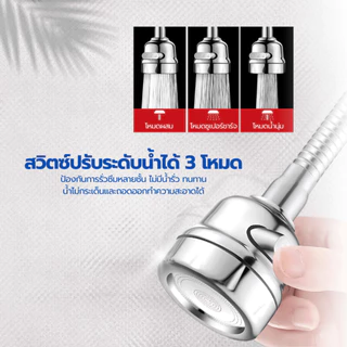 GlobalHouse Iris หัวต่อก๊อกน้ำ 3 ระดับ รุ่น MUF01 ขนาด 5.2x5.2x17ซม. สีเงิน