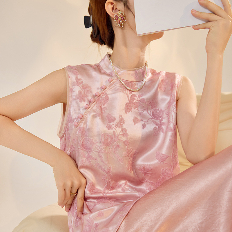 ใหม่สไตล์จีน Stand-Up Collar Jacquard Buckle เสื้อกั๊กสไตล์จีนสไตล์ใหม่ High-End อารมณ์เสื้อกั๊กผู้ห