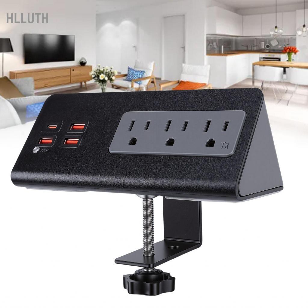 Hlluth Hlluthที่หนีบโต๊ะรางปลั๊ก 15A 1875W 3 ช่องจ่ายไฟAC USB A 1 PD20W Cพอร์ตเดสก์ท็อปขอบMountอุปกร