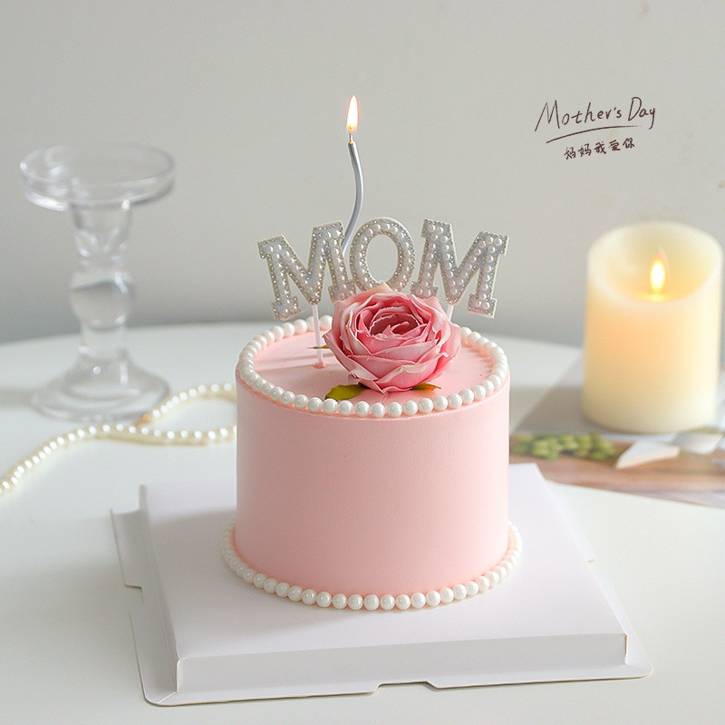 Pearl Diamond Decor Felt Mom Letter เค้ก Topper 2/5/10 ชิ้น Mothers วันผู้หญิงs วันตกแต่งเค้ก Party 