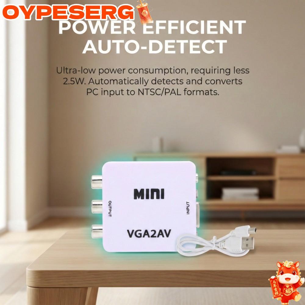 OYPESERG Mini VGA To AV Converter, Plug and Play HD 1080P HD Video Converter, ทนทานพร้อมสายเคเบิลข้อ