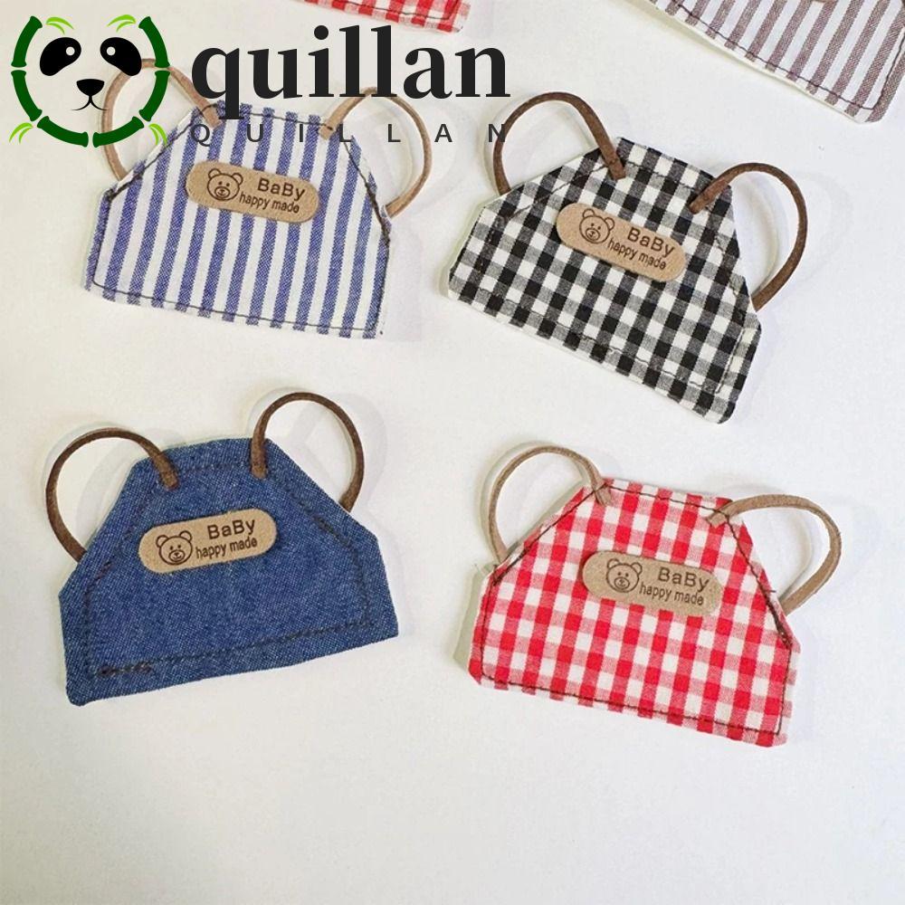 QUILLAN ตุ๊กตาผ้ากันเปื้อนยีนส์ลายสก๊อตลาย Dress Up ตุ๊กตาเสื้อผ้าเด็ก DIY Retro Handmade 10 ซม./15 