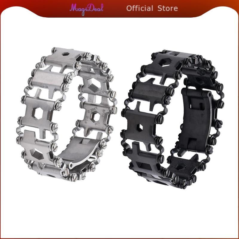 MagiDeal 29 in 1 Tread Bracelet เครื่องมือมัลติฟังก์ชั่น Outdoor Bolt Driver Kits Travel Wearable Bi