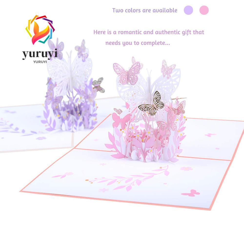 YURUYI Pop Up Card Flower Thank You Gift การ์ดแต่งงาน