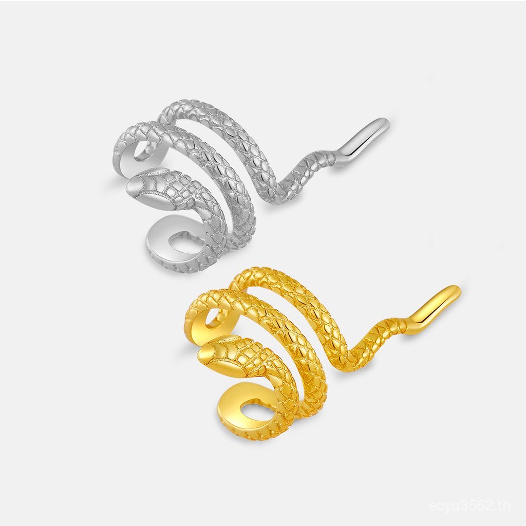 สร้อยข้อมือแบบคีมกระดูก สไตล์งู trendys ทำจากเงินสังกะสี s925 ไม่มีการเจาะหู แฟชั่นยอดนิยม I9H8