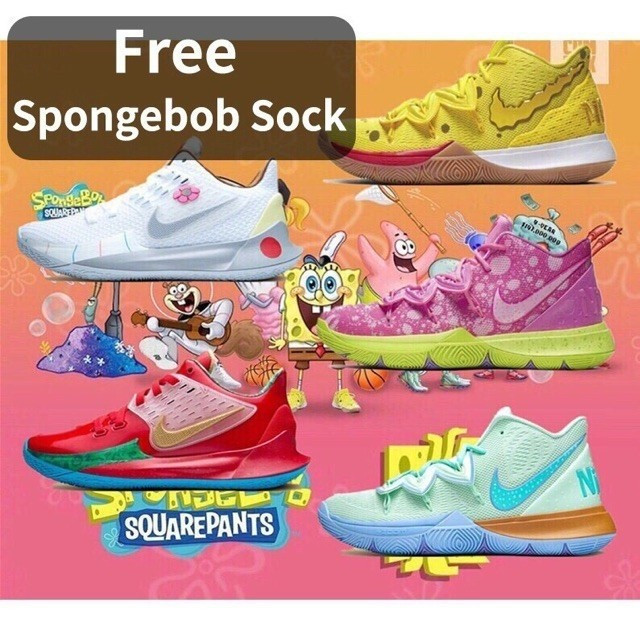 Legit Nike Kyrie Irving 5 รองเท้ากีฬาดีไซน์พิเศษ SpongeBob Patrick Star ZM93 IWAU