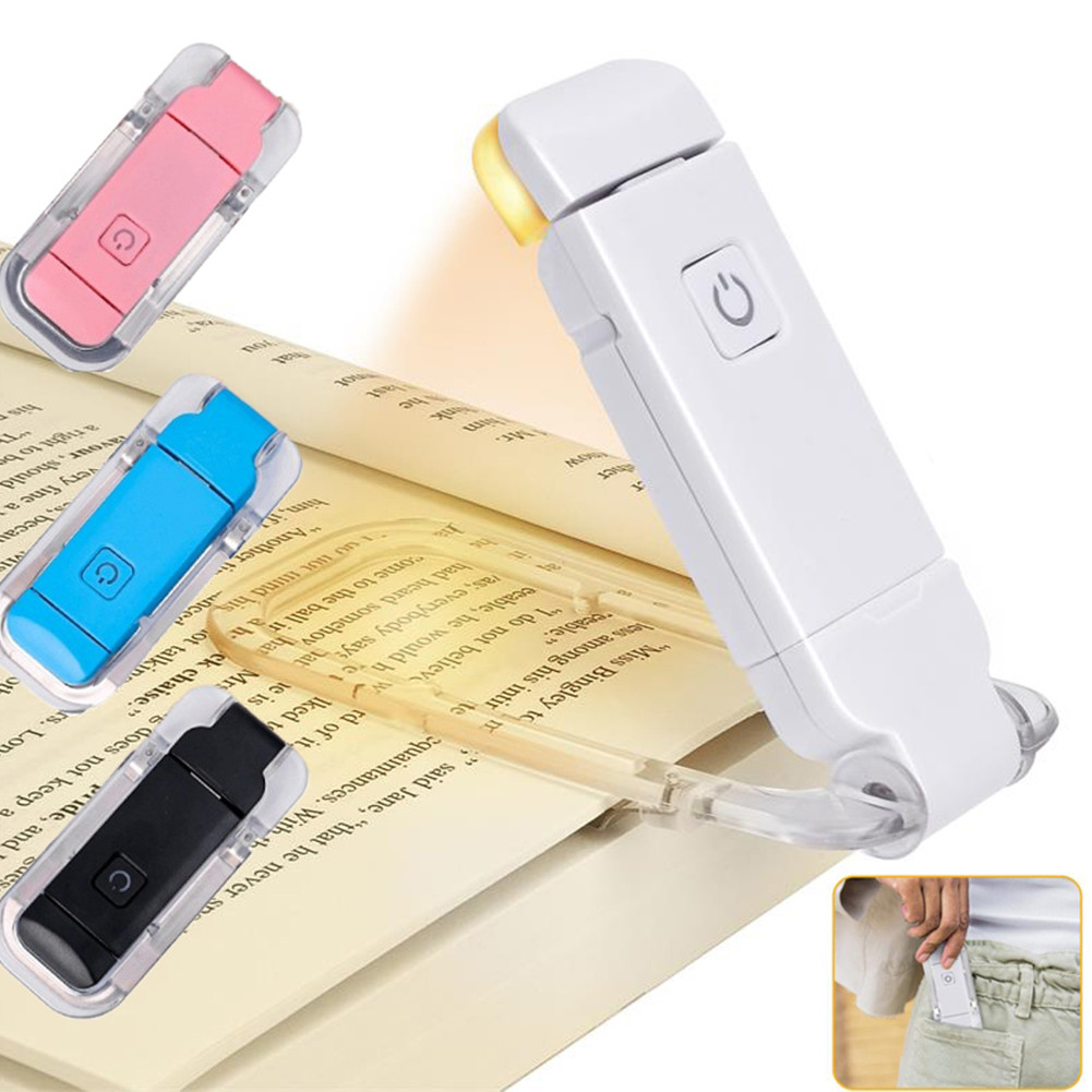 ไฟอ่านหนังสือ LED ไฟไนท์ USB ป้องกันสายตา คลิปพับได้ สามสี ปรับความสว่างได้ โคมไฟสำหรับการเรียนในแล็ปท็อป