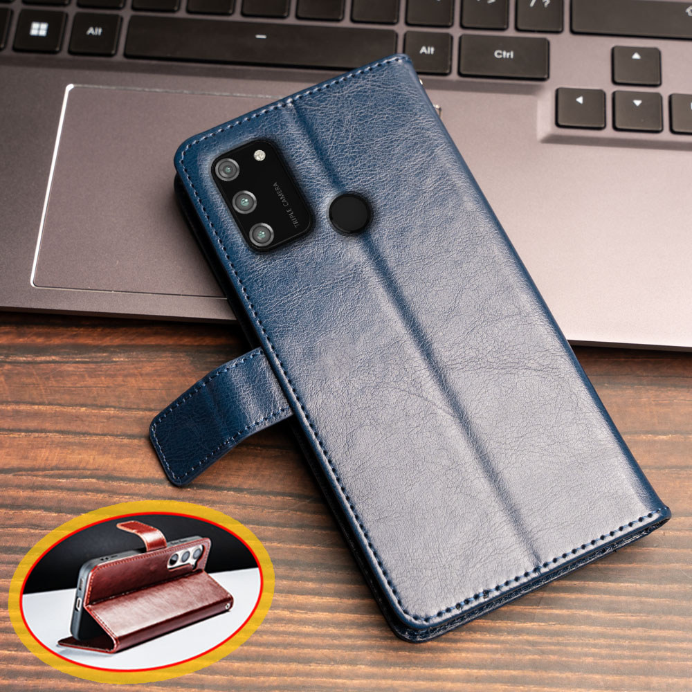 กระเป๋าสตางค์หนังสําหรับ Huawei Honor 9A Honor Play 9A MOA-LX9N AL00 TL00 AL20 AL20 Kickstand Case ผ