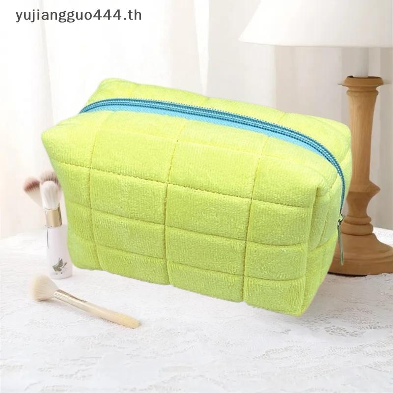 # yuyu # น่ารักขนสัตว์กระเป๋าแต่งหน้าสําหรับผู้หญิงซิปขนาดใหญ่สีทึบกระเป๋าเครื่องสําอางเดินทางแต่งหน