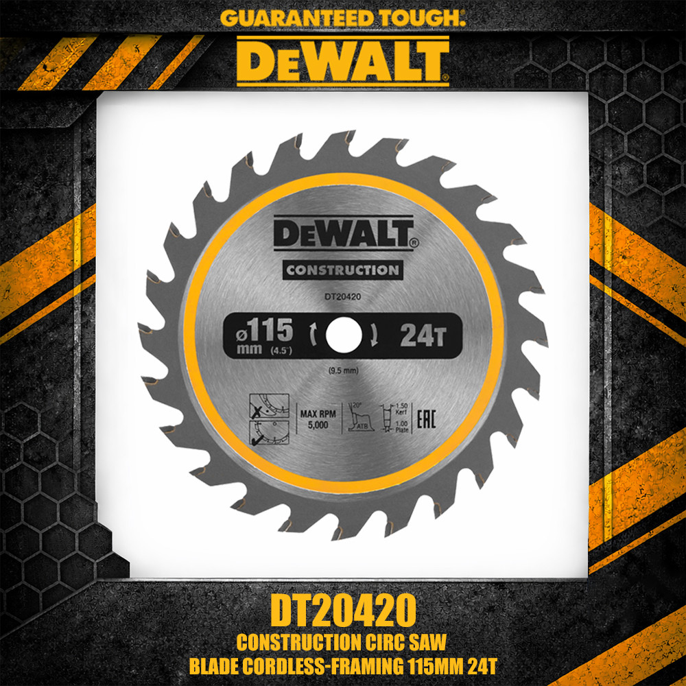 DEWALT DT20420 การก่อสร้าง Circ 115 มม.24T ใบเลื่อยไร้สาย Framing Power เครื่องมืออุปกรณ์เสริมสําหรั