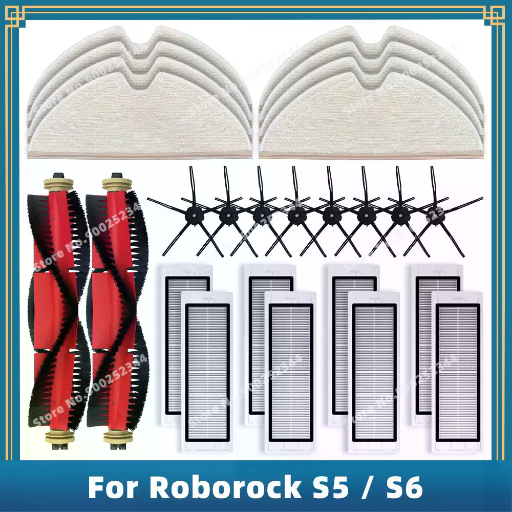 สําหรับ Roborock S5 S50 S55 S6 Max MaxV Pure E4 E5 S502-00 อะไหล่อุปกรณ์เสริมหลักแปรงด้านข้าง Hepa F