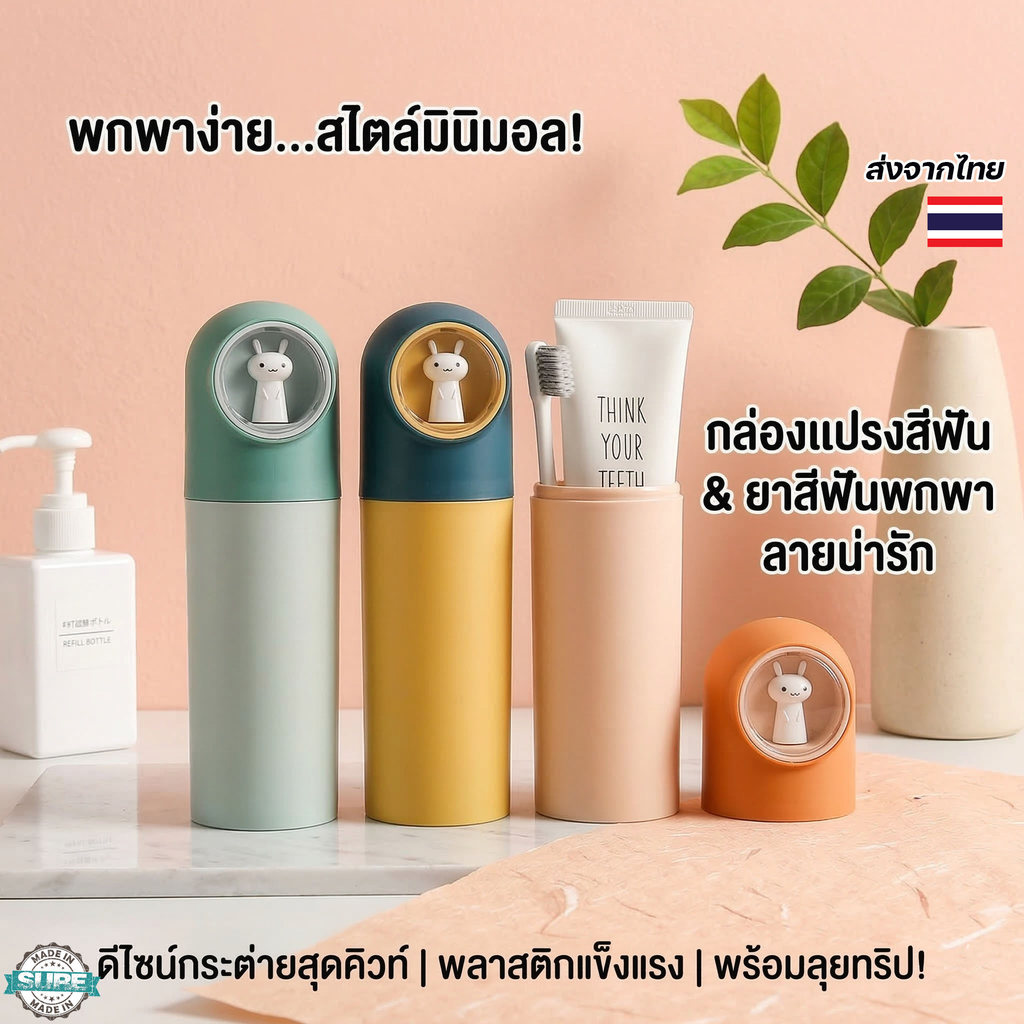 กล่องแปรงสีฟันเดินทาง แบบพกพา กล่องเก็บแปรงสีฟันและยาสีฟัน พลาสติกแข็ง ลายน่ารัก อุปกรณ์ห้องน้ำ