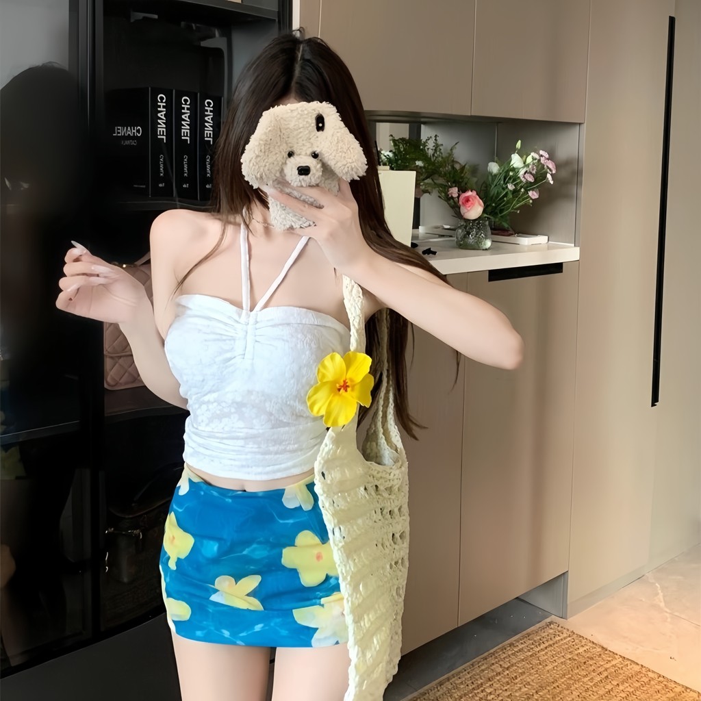 BIKINI STUDIO ชุดว่ายน้ําทูพีช ชุดไปทะเล กระโปรง เกาะอก มีฟองน้ำ ผ้าลายดอกไม้ ✨ M-XL | น้ำหนัก 40-65 กก. Y256 ราคา ถูกที่สุด ดีลบีเคเค แกลเลอรีภาพที่ 5