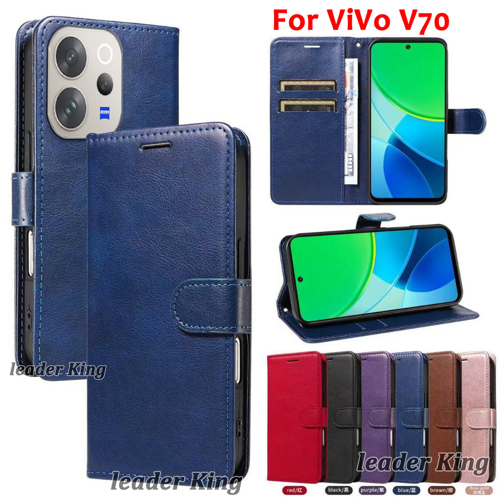 เคสฝาพับหนัง มีล็อค สำหรับ ViVo V70 2026 V70Fe V70Elite ตั้งได้ ใส่บัตรได้ BOSS