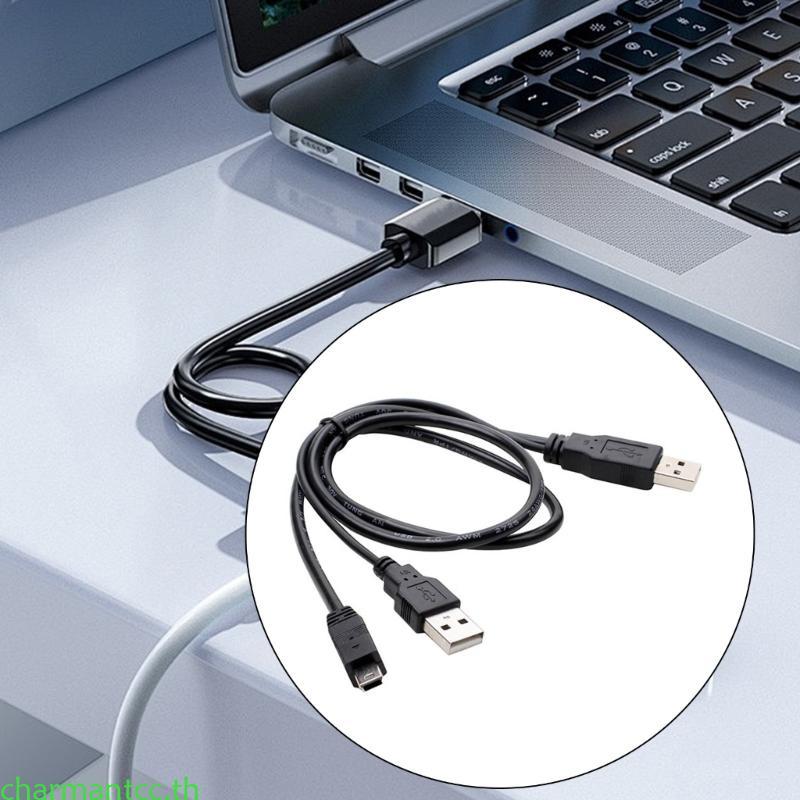 Charmantcc Mini 5Pin to Two USB A Male Splitter Power Solution สําหรับฮาร์ดดิสก์ 2 5 นิ้ว