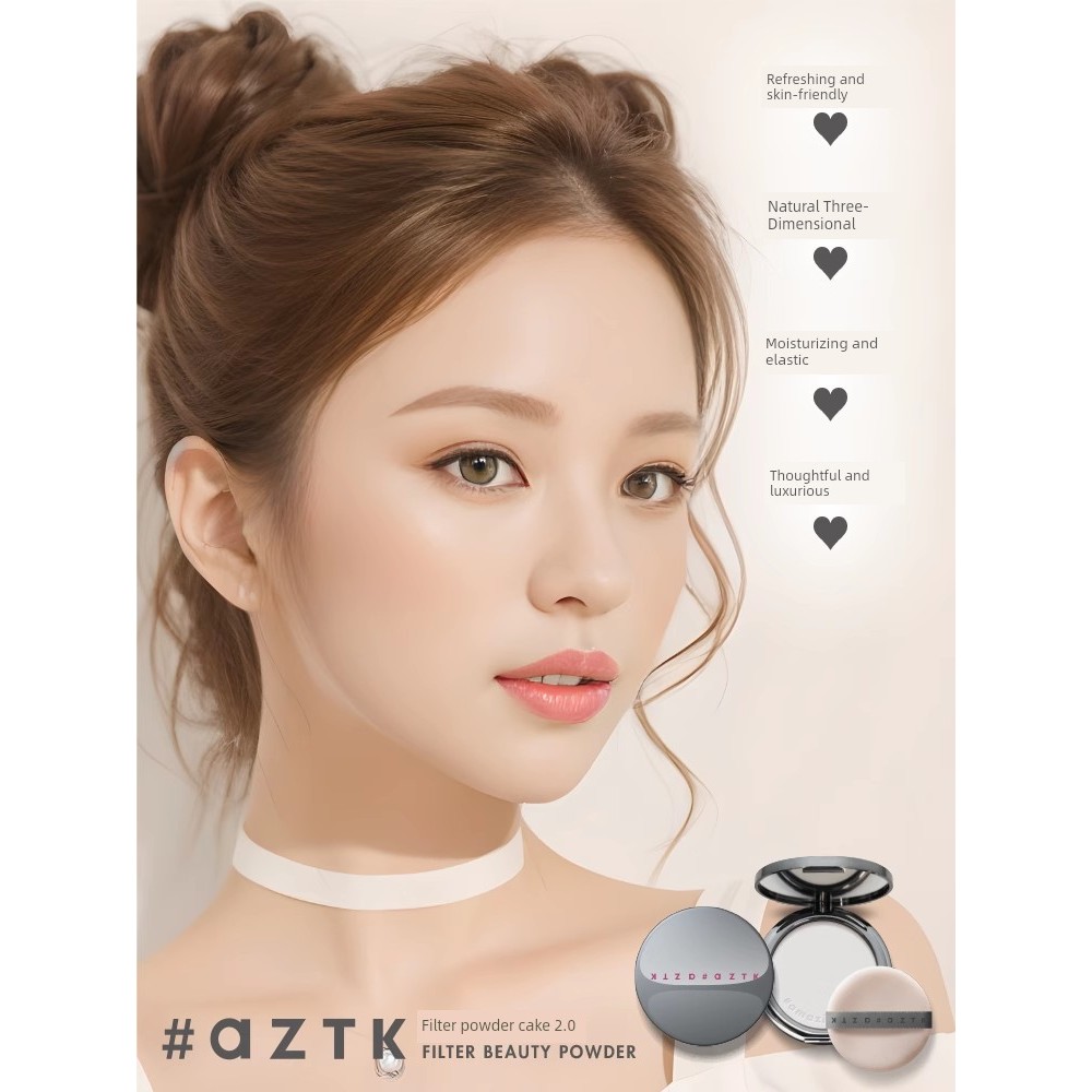 แป้งฝุ่น loose powder Aztk Jingzhi Filter Powder Oil Control Fixing Makeup Lasting Purple Loose Powd