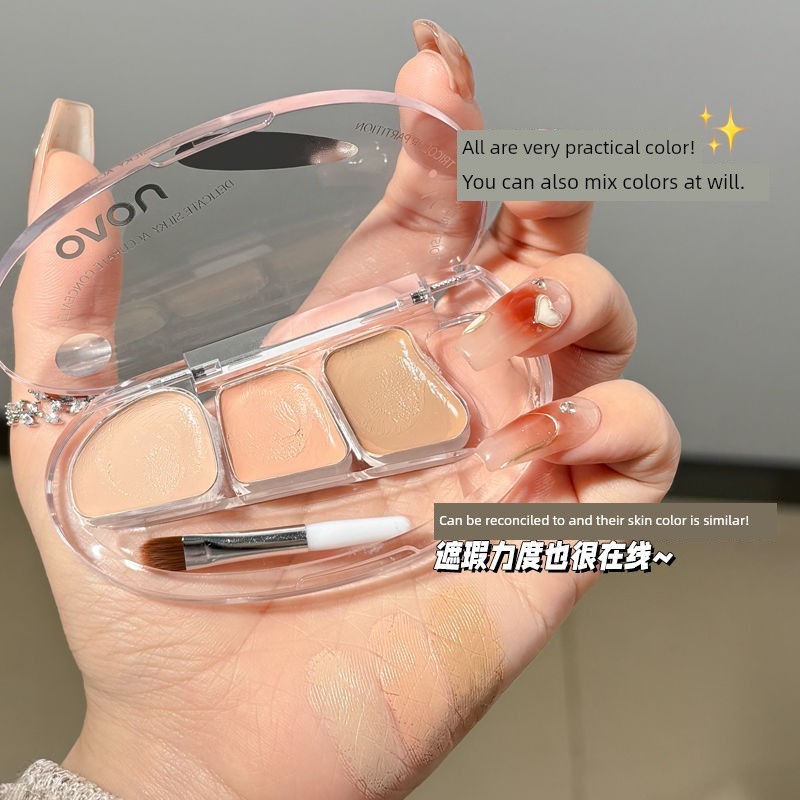 concealer คอนซีลเลอร์ NOVO Tricolor CONCEALER Palette Salmon Brightening Liquid Face Cover Spots Dar