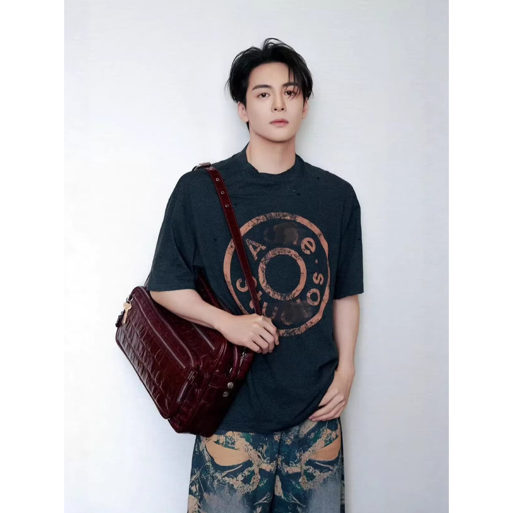 CODF Acn***ios 26ss  Distressed logo ripped and worn short-sleeve shirt T Unisex loose-fit shirt