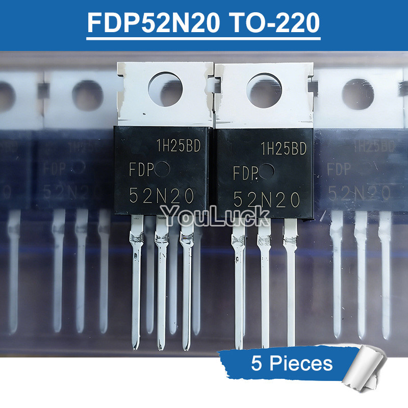 5 ชิ้น FDP52N20 TO-220 52A/200V N-Channel MOSFET ทรานซิสเตอร์