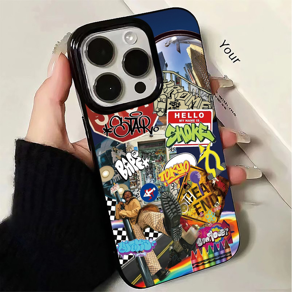 เคสไอโฟน13 ลายกราฟฟิตี้สไตล์สตรีทอาร์ตสีสันสดใส สำหรับ IPhone 17 11 15 16 14 12 13 Pro Max 16 14 15 7 Plus XS XR X MINI
