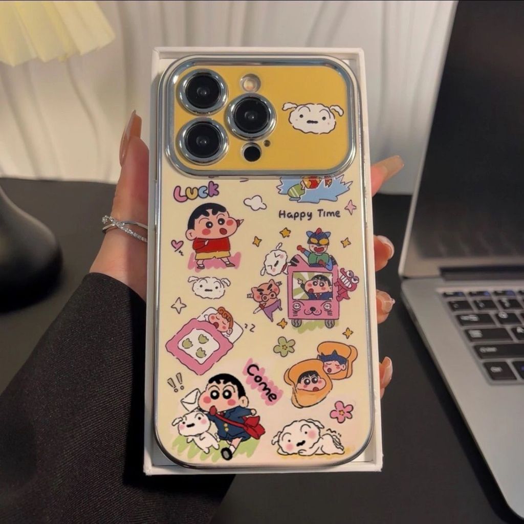 สำหรับ iPhone 16 13 15 17 11 12ProMax 7 12 14Plus XR XSMax ชินจังจอมแก่น 6D BL6DSC29