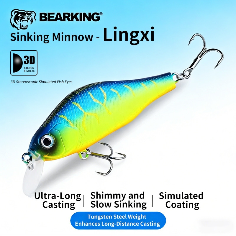 BEARKING A29 เหยื่อตกปลาระบบทังสเตน ข้อเหวี่ยงปลาซิว โยกเยก รอกตกปลาคุณภาพ 10 สีให้เลือก(70mm 8.6g)