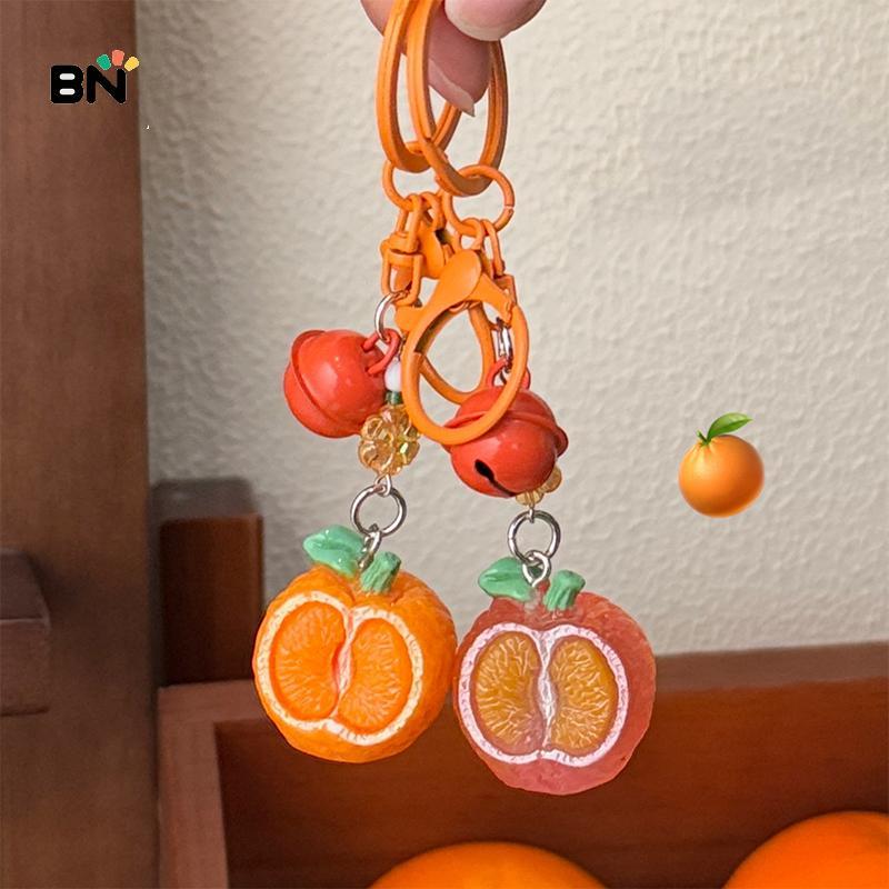 [BN] Creative 3D สีส้มพวงกุญแจ Bell จี้ตกแต่ง Bapa อุปกรณ์เสริมน่ารักเรซิ่นผลไม้พวงกุญแจคู่ของขวัญเล็กๆ MT