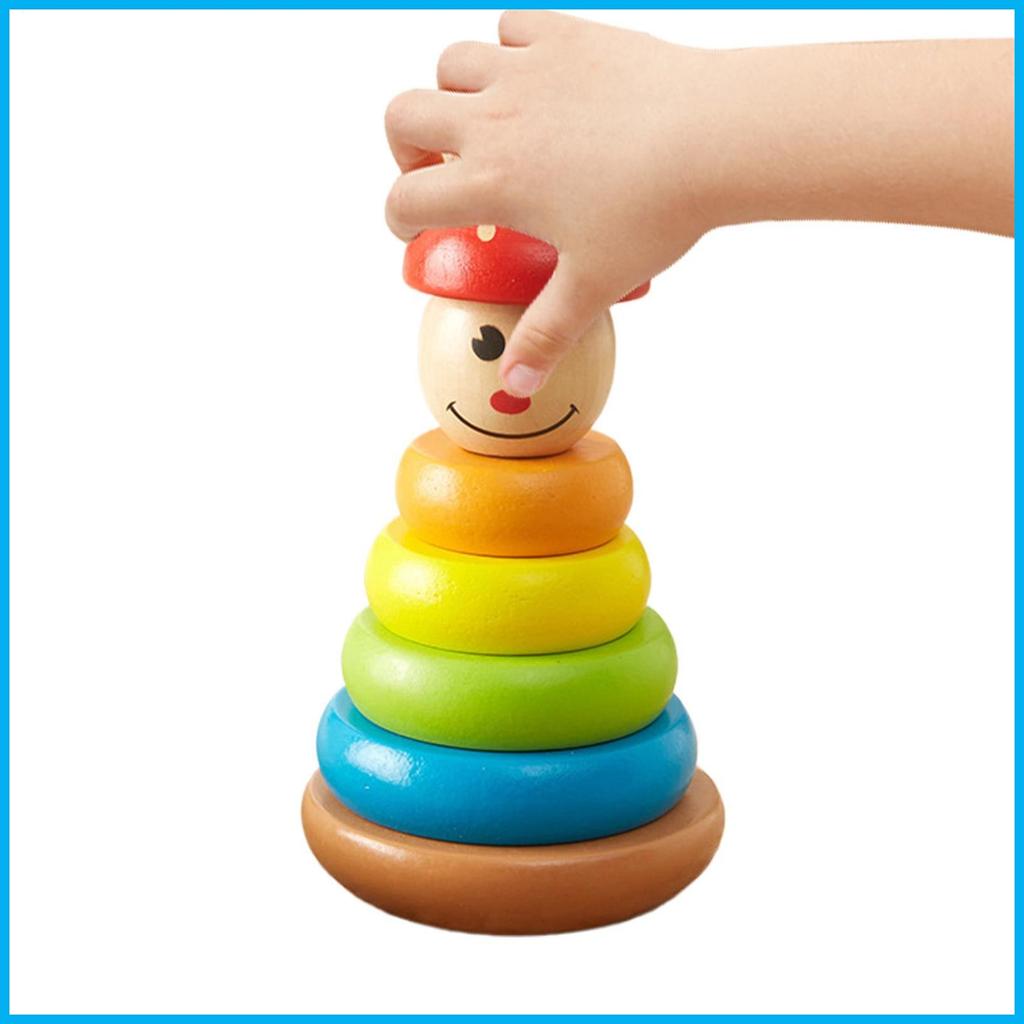 แหวน Stacker ของเล่นพีระมิดซ้อนเกมการศึกษาเด็กอาคารแหวน Stacker ของเล่นสําหรับชายหญิงบ้านก่อนวัยเรีย
