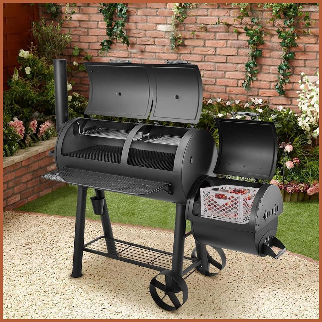 Smoker Mod Kit Offset Smoker การปรับเปลี่ยนชุดสแตนเลส Mod Kit Mod เครื่องมือถ่านตะกร้า Smoker beqaxt