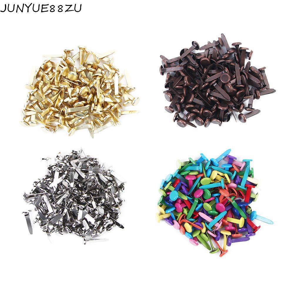 JUNYUE88ZU Brads Gold School Fasteners ตกแต่ง 100 ชิ้นกระดาษหัตถกรรม Scrapbooking Supplies