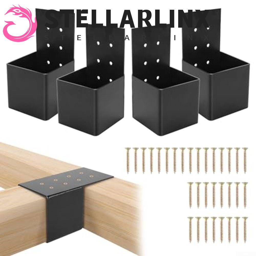 STELLARLINX Pergola Bracket, โลหะติดผนัง Deck Railing Connector, สกรูทนทาน Heavy Duty สีดํา Pergola 