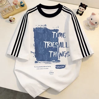 【จัดส่งตลอด 24 ชั่วโมง】NFV สไตล์เกาหลี เสื้อยืด ลวดลายแฟชั่น Oversized สะดวกสบาย ระบายอากาศ ผ้าฝ้าย YG563