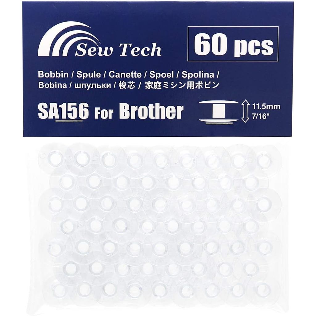 เย็บ Tech 60pcs SA156 Bobbins สําหรับ Brother จักรเย็บผ้า XM2701 CS6000i CS7000i GX37 XR3774 CS5055P