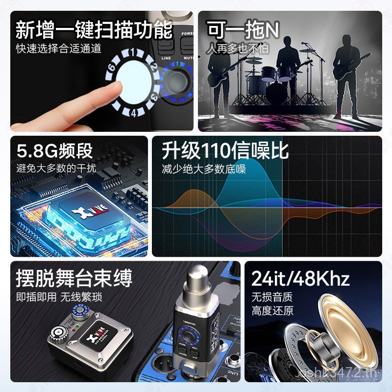 ระบบเครื่องส่งสัญญาณตัวรับสัญญาณ u45 Monitor หูฟังไร้สาย xvive Amplifier Performance เฉพาะ TZGL