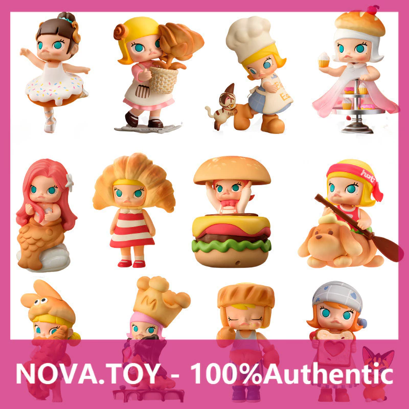 POPMART POPMART MOLLY Bread Head Series การตกแต่งกล่องลึกลับฟิกเกอร์