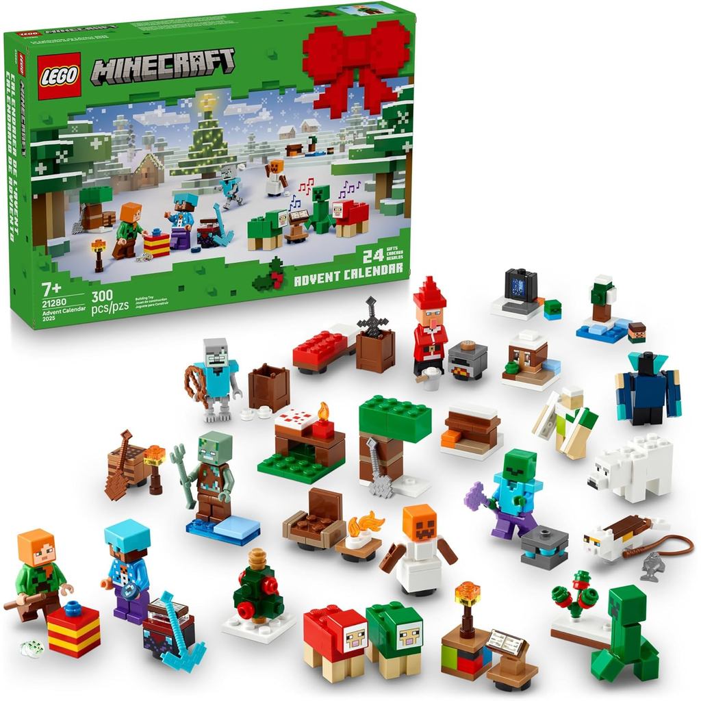 LEGO Minecraft Advent Calendar 2025 Building Toy - Kids Holiday Counting Set for Boys & Girls, Age 7