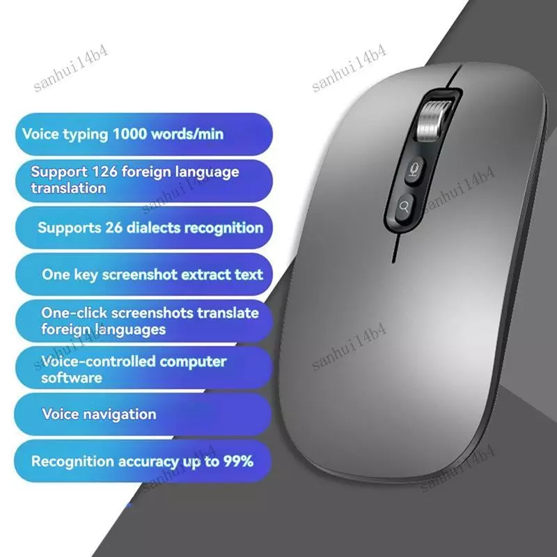 สมาร์ทวอยซ์เมาส์ไร้สาย 2.4G บลูทูธ พิมพ์งานด้วยเสียงสำหรับแล็ปท็อป thumbnail 4