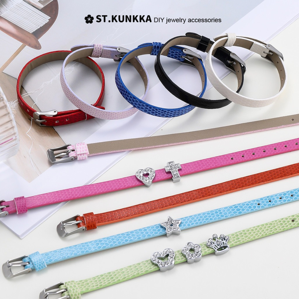 สายรัดข้อมือแบบปรับได้ สายหนัง ขนาด 22 ซม. เหมาะสำหรับคู่รักและ DIY