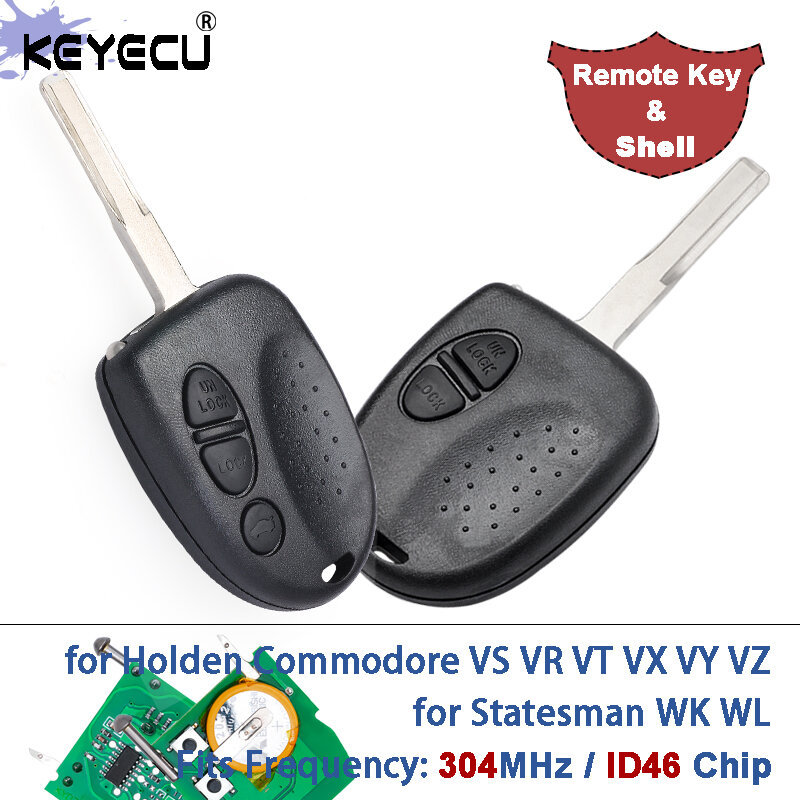 Holden Commodore VS VR VT VX VZ Keyless รีโมทคอนโทรล Key Fob 304MHz ID46 ชิป 1993-2006