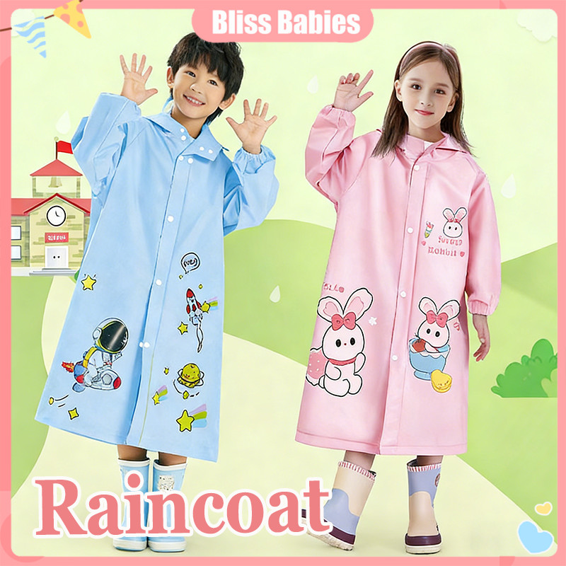 เสื้อกันฝนเด็ก baju hujan น้ําหนักเบาหนากันน้ํานํากลับมาใช้ใหม่การ์ตูนสัตว์สไตล์ Baju Hujan Kanak