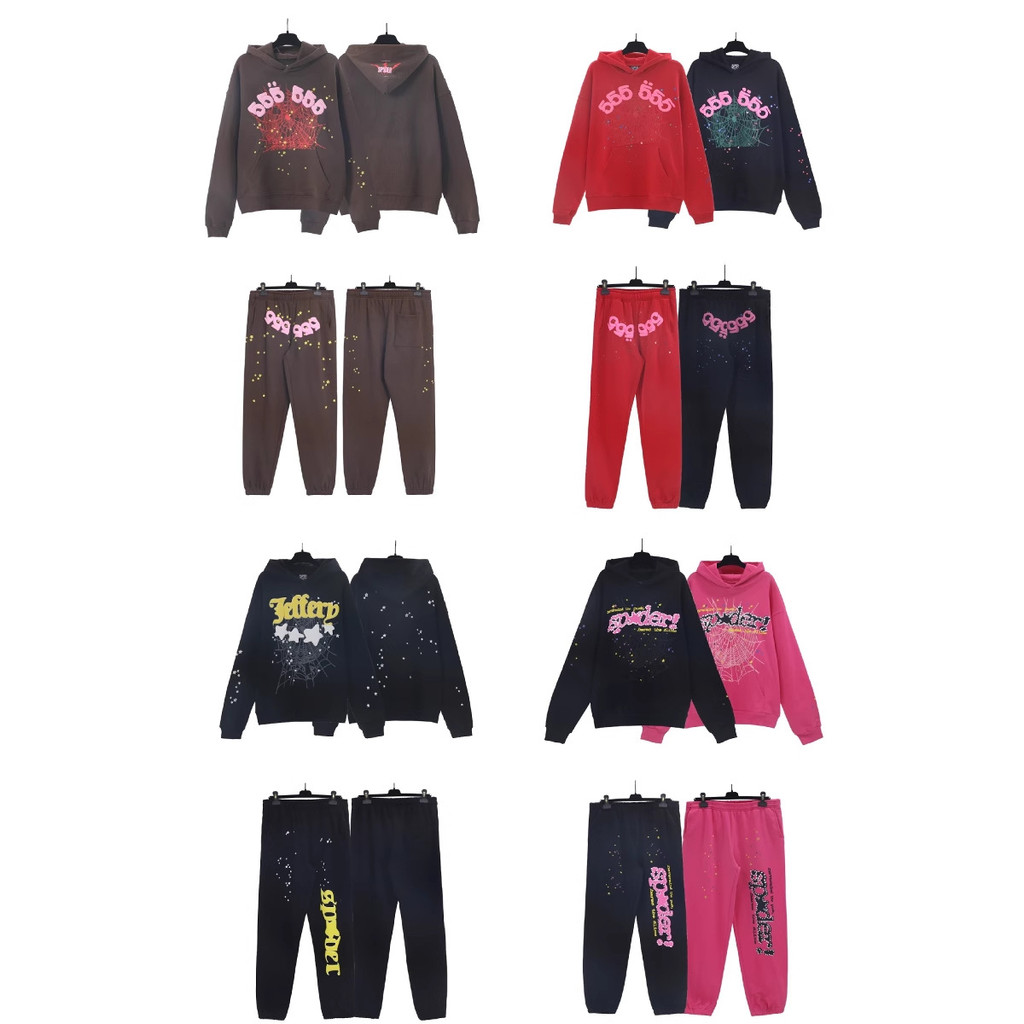 07GT American Style Sp5der Casual jogger pants set, autumn and winter high street pants, unisex and 